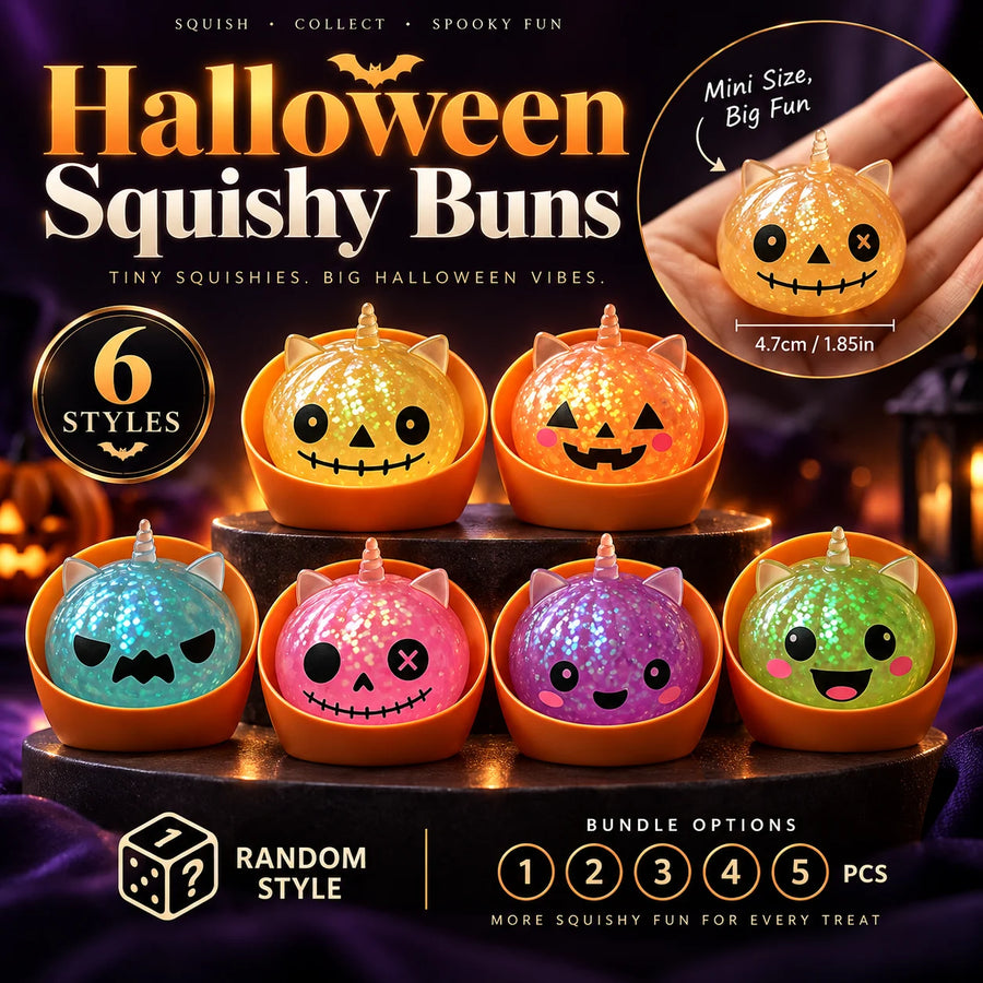 1-5PCS Halloween Dumpling Squishy Mystery Box Unicorn Ears Slow Rebound Squeeze Fidget Sensory Stress Relief Novelty Gift