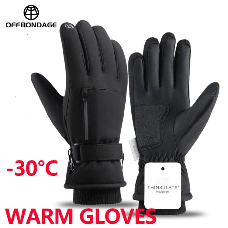 OFFBONDAGE Winter Warm Gloves Touch Screen Windproof Non-Slip  Cycling Gloves Outdoor Men's Women's Running Hiking Skiing Gloves