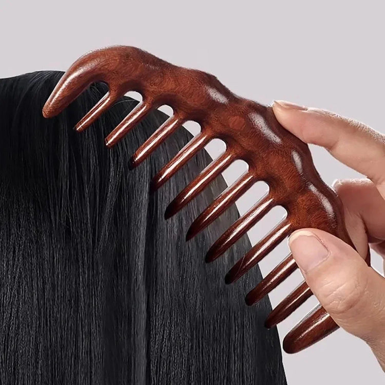 Natural Sandalwood Hair Comb Wide Tooth Detangling Hair Brush Women Wooden Detangle Combs Anti-Static Scalp Massager Hair Care