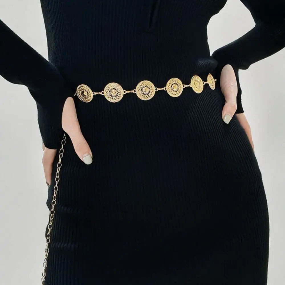 Retro Ethnic Style Waist Chain Metal Silver Bohemian Versatile Belt Dress Decoration Sweater Chain