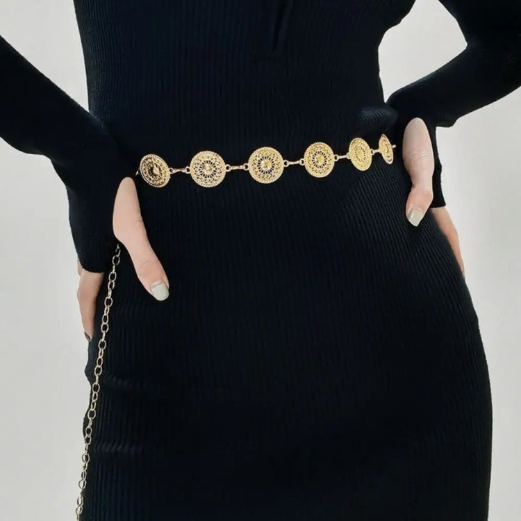 Retro Ethnic Style Waist Chain Metal Silver Bohemian Versatile Belt Dress Decoration Sweater Chain