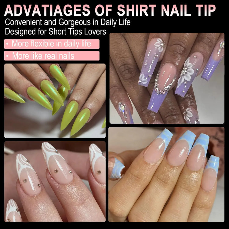 Luxury False Nail Tips Soft Gel Fingertip Semi-matte Capsules Almond French Coffin Full Cover Artificial Fake Nails Extension
