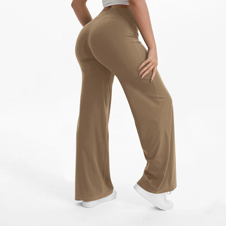 NCLAGEN SoftMotion Straight Leg Bottoms Women's Mid-Waist Yoga Pants GYM Leggings Naked Feel Pilates Running Sports Trousers