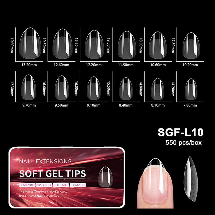 Luxury False Nail Tips Soft Gel Fingertip Semi-matte Capsules Almond French Coffin Full Cover Artificial Fake Nails Extension