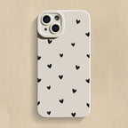 Black Love Heart Phone Case For iPhone 18 17 16 14 15 13 12 11 Pro Max X XR XS 7 8 15 16 Plus SE Shockproof Silicone Soft Cover