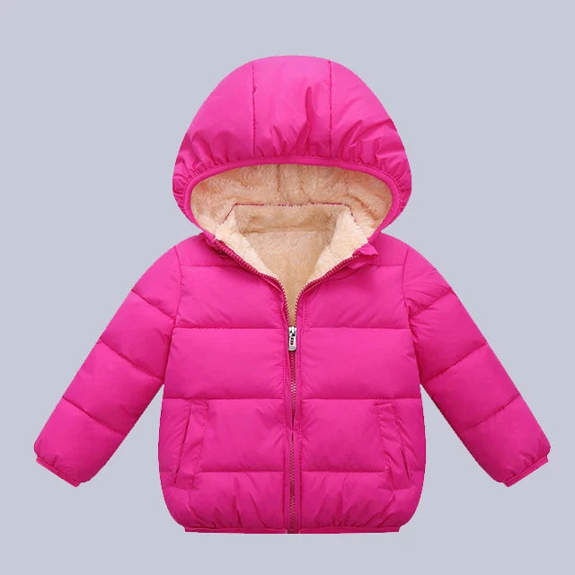 Winter Baby Kids Fleece Jacket For Children Cartoon Coats Autumn Boys Warm Hooded Down Jackets Girls Plush Warm Outerwear