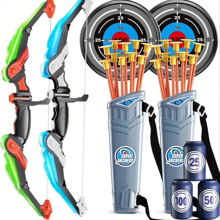 LED Light Up Bow and Arrow Set for Kids, 10 Suction Cup Arrows with Target & Quiver, Ages 4-14 Boys and Girls Toys