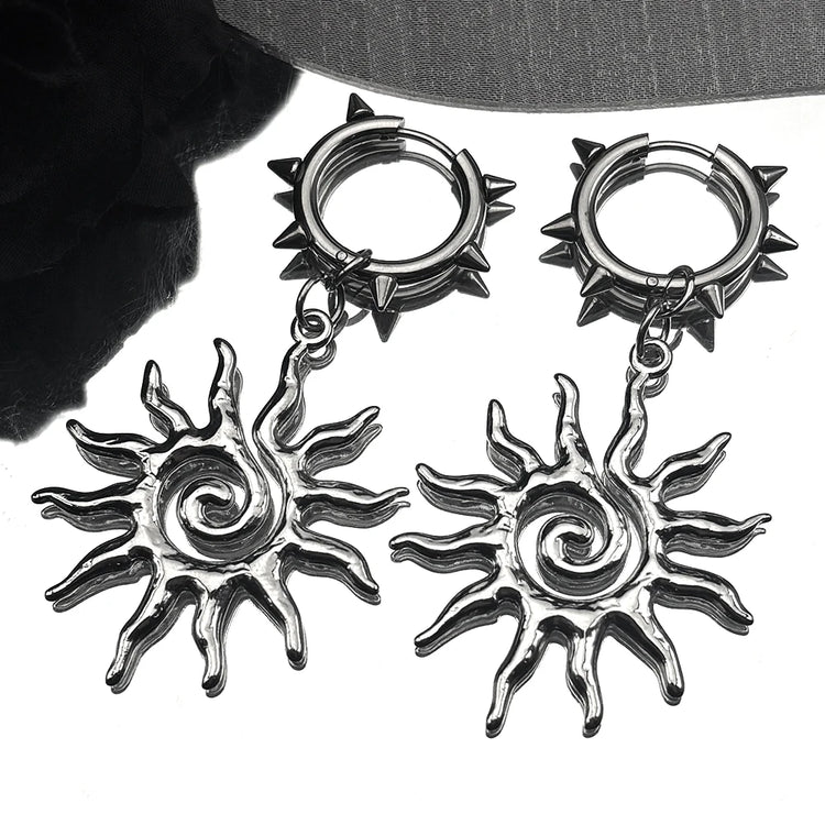 Punk Spike Rivet Hoop Earrings For Women Men Ear Studs Stainless Steel Gothic Hip Hop European and American Earring Jewelry Gift