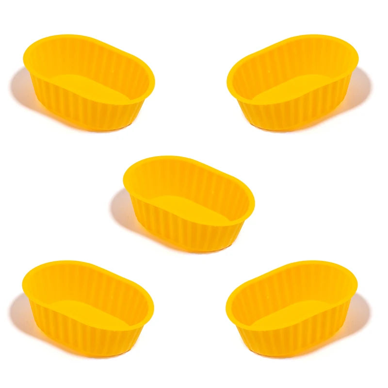 5PCS Reusable Oval Silicone Muffin Cups Non-Stick Cake Mold  Baking Mould for Air Fryer Oven DIY Brownie Pastry Bakeware