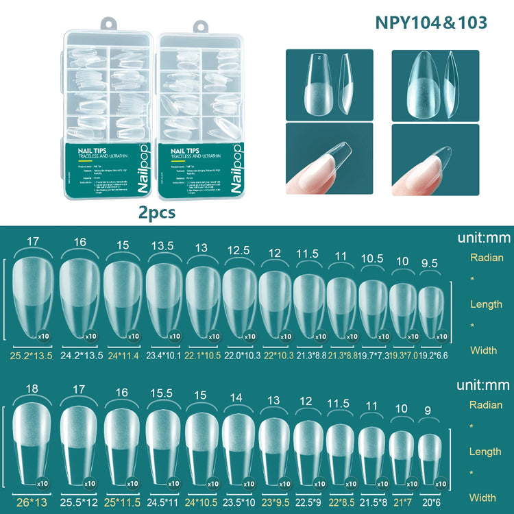 Nailpop 120pcs Acrylic Nails Fake Capsule Short Almond Coffin Square Artificial Nail Extension Soft Gel Tips Accessories Tools
