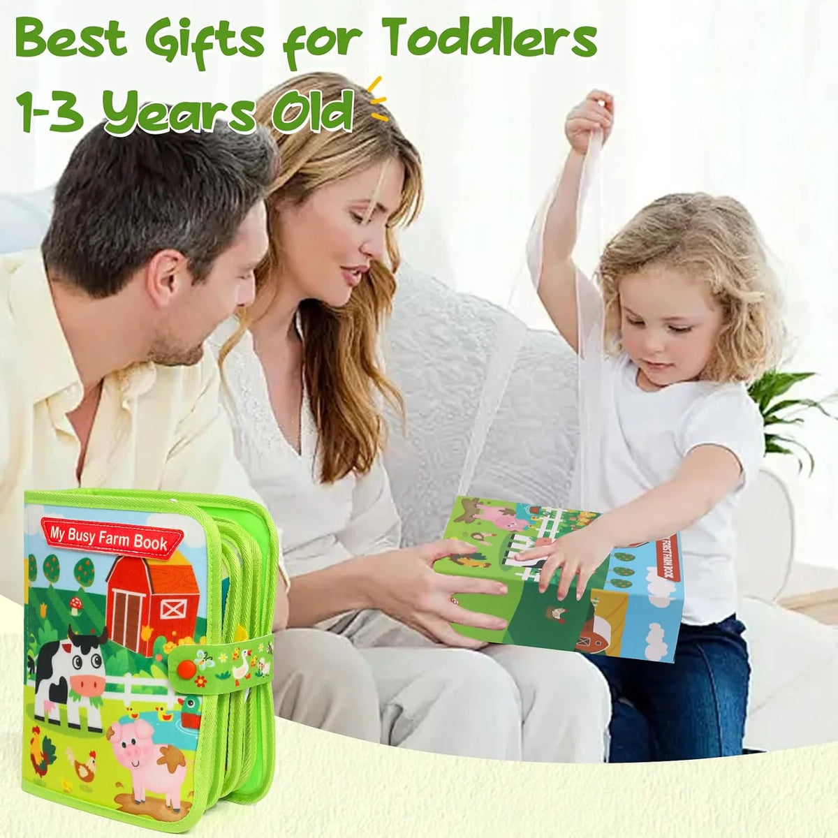 Baby Toys Busy Book for 1 2 3 Year Old, Toddlers Montessori Farm Busy Book