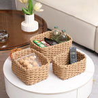 1/3pcs Handmade Straw Woven Soft Round Paper Rope Storage Basket for Organizing Decorative Storage Bins Office Storage Box
