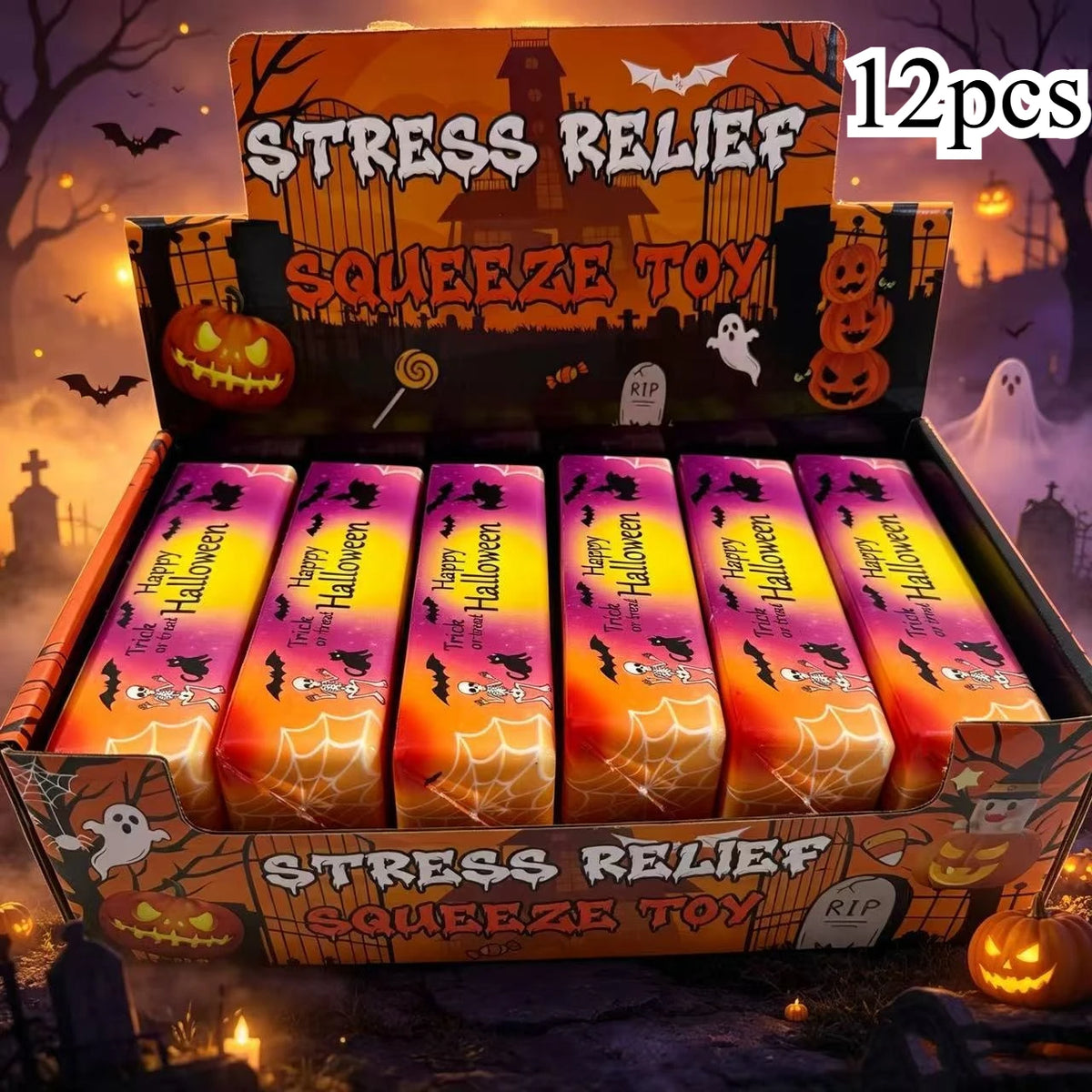 Halloween Slow Rising Butter Stick Squishy Toy Soft Wet Elastic Squeeze Toy Portable Stress Relief Fidget Toy for Anxiety