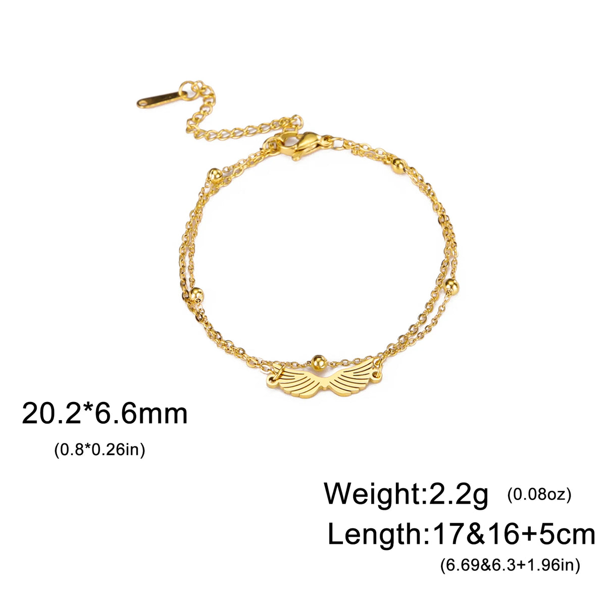 Lucktune Angel Wing Pendant Bracelet for Women Stainless Steel Beads Chain Bracelet Fashion Kpop 2025 New Jewelry Wedding Gift