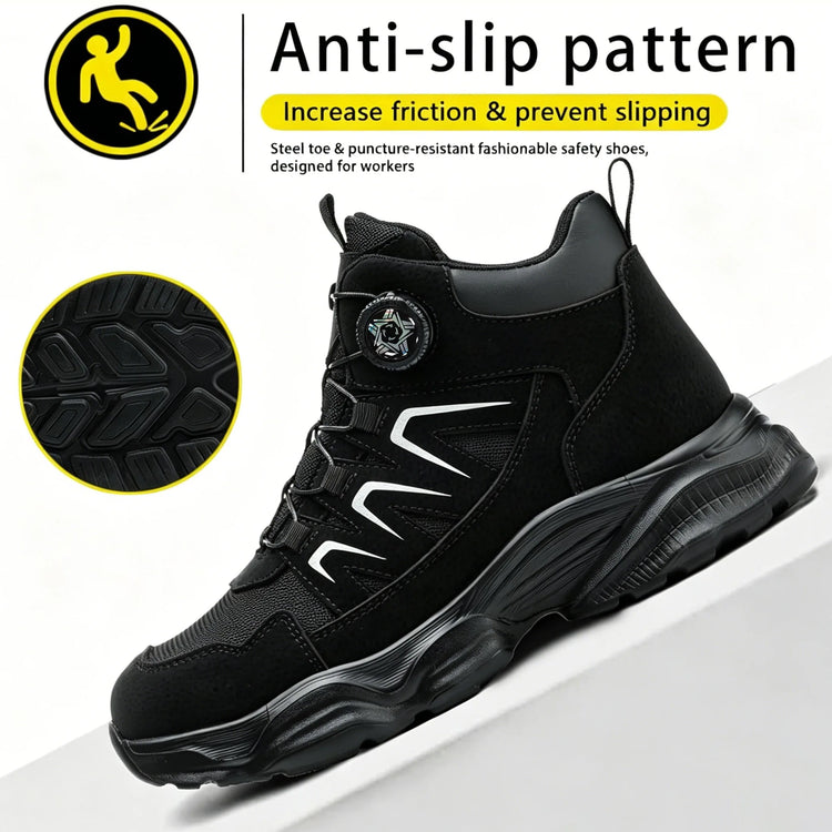Rotating Button Safety Boots Shoes Man Steel Toe Safety Work Shoes Lightweight Non Slip Work Boots Men Sneaker