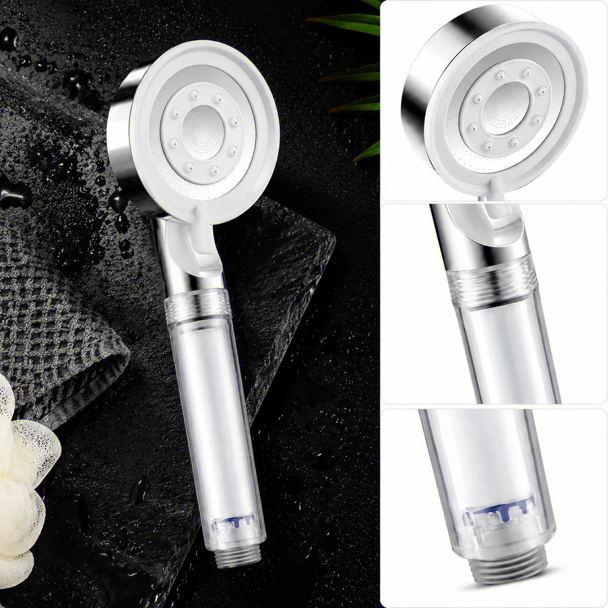 High Pressure Shower Head with Filter 5 Jet Modes Adjustable Large Water Flow Spray