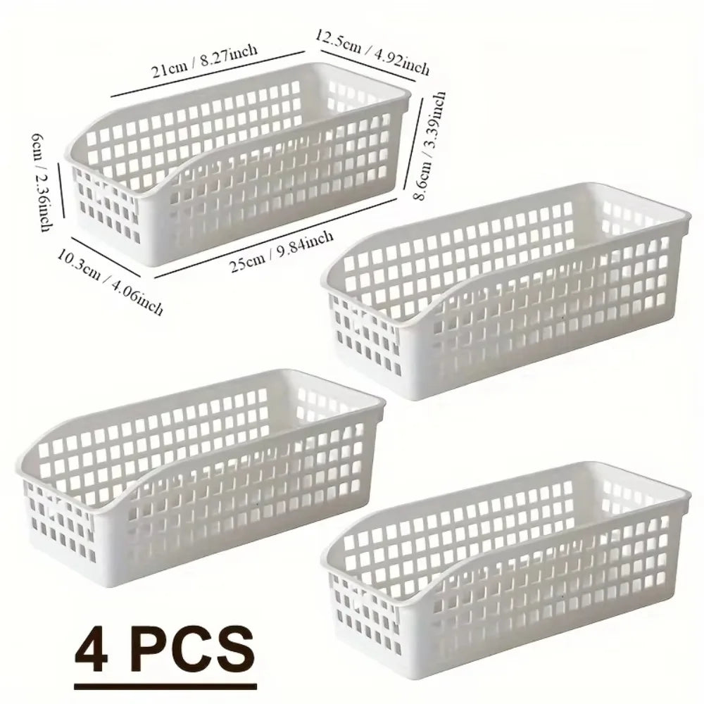 4pcs Stackable Storage Basket Set-Multifunctional Plastic Storage Box,Suitable for Books, Snacks,etc.Ideal Choice for Family