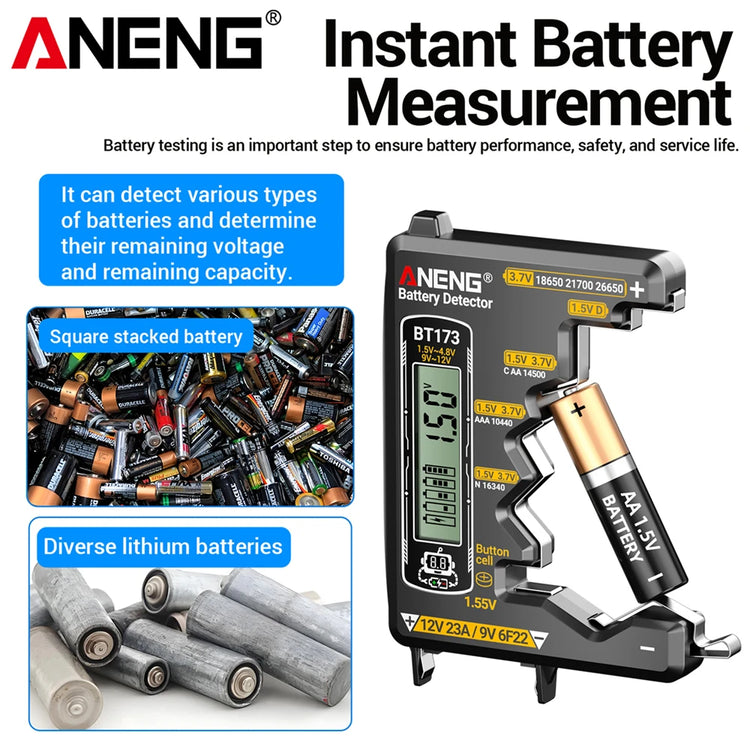 Universal Battery Tester ANENG BT173 Battery Detector Test C D AA AAA N 9V Cell Button Meter Visual Display Testing Tester Tools