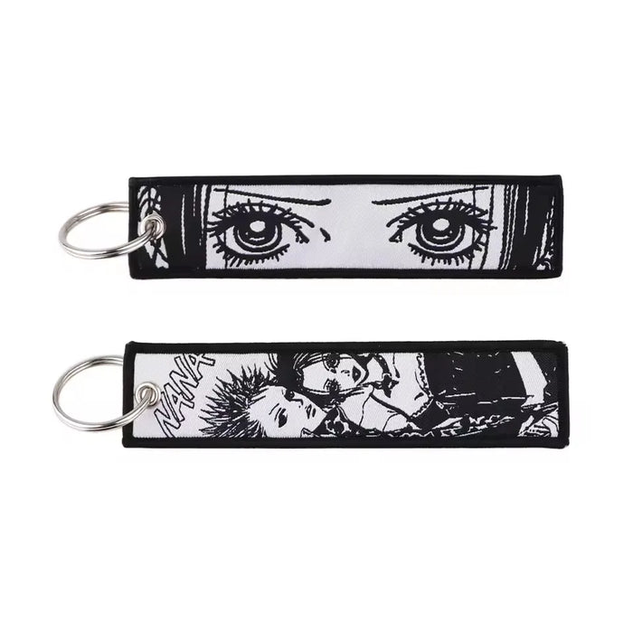 Anime Keychain For Motorcycles and Cars Manga Embroidery Key Fobs Key Tag Fashion Jewelry Key Ring Accessories