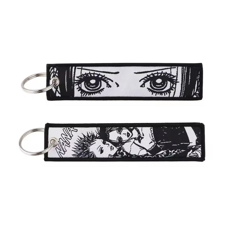 Anime Keychain For Motorcycles and Cars Manga Embroidery Key Fobs Key Tag Fashion Jewelry Key Ring Accessories