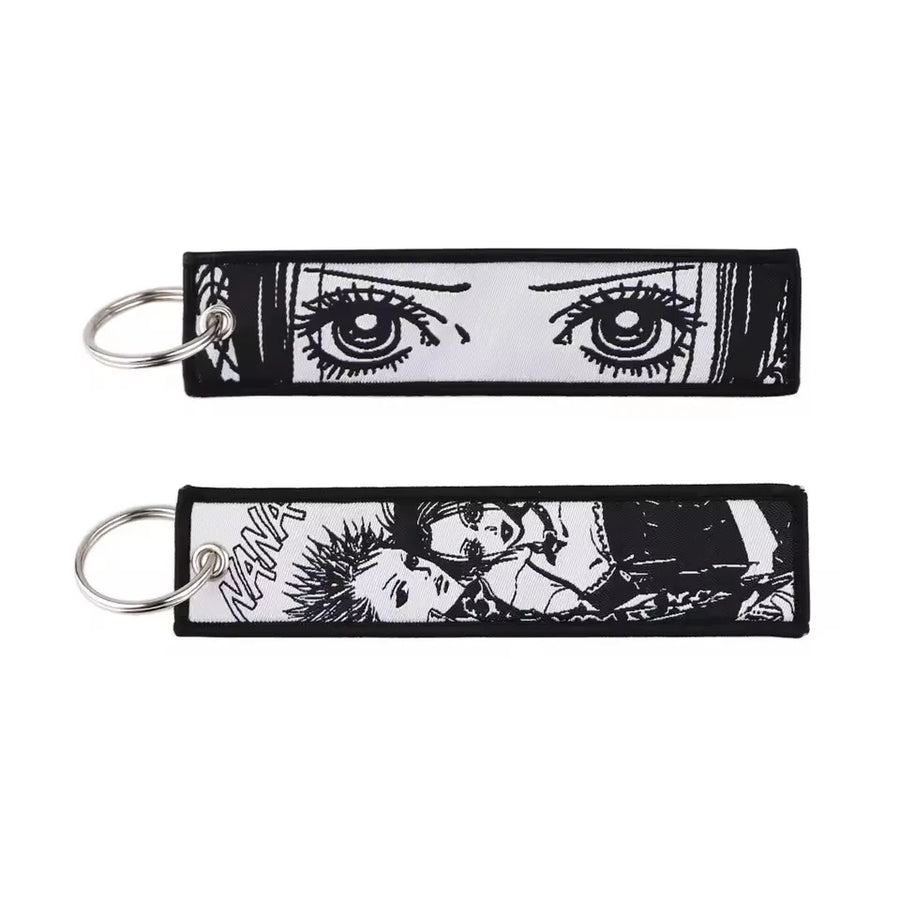 Anime Keychain For Motorcycles and Cars Manga Embroidery Key Fobs Key Tag Fashion Jewelry Key Ring Accessories