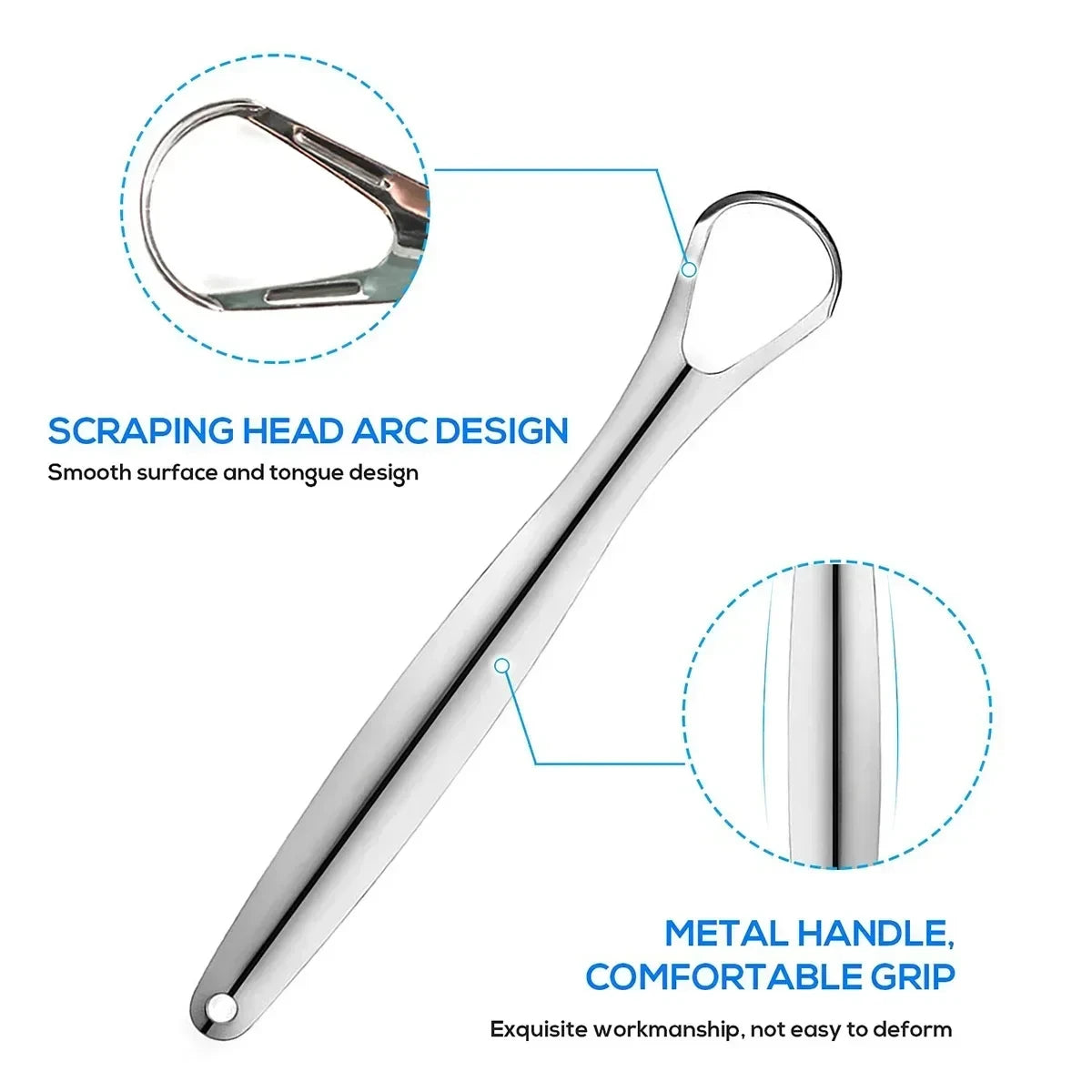 1/3/4pcs Premium Metal Tongue Scraper Cleaner for Adults & Kids Portable Stainless Steel Tongue Scrapers Brushes for Removing