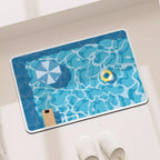 Rubber Bathroom Anti-Slip Floor Mat, Water-Absorbing and Quick-Drying Floor Mat, Cartoon-Style Swimming Pool Print Floor Mat