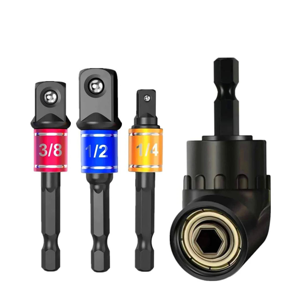 Impact Grade 105 Degree Angle Socket Adapter Power Hand Tool Part Driver Extension Set Screwdriver Holder Drill Nut Attachment