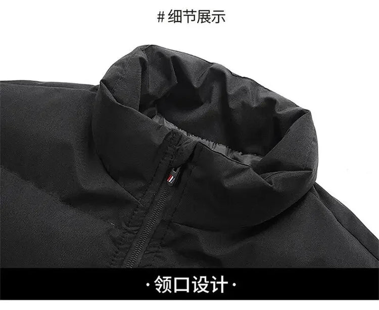 Short Thick Warm Jacket Men Fall Winter Printed Zip Windproof Outdoor Casual Outerwear M-5XL