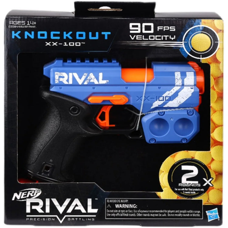 Hasbro Nerf Rival Knockout XX-100 Blaster Round Storage, 90 FPS Velocity, Breech Load 2 Official Rival Rounds Kids Gift E6192