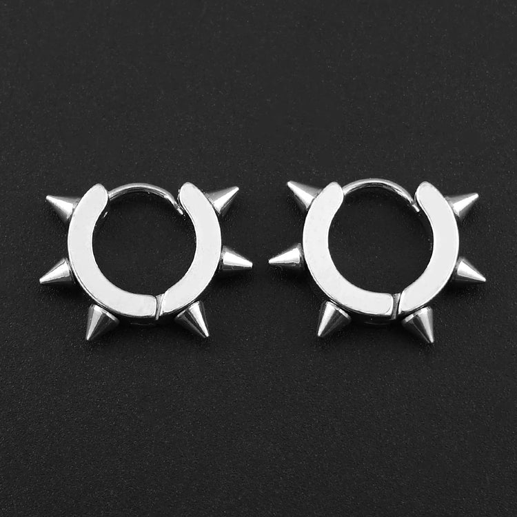 Punk Spike Rivet Hoop Earrings For Women Men Ear Studs Stainless Steel Gothic Hip Hop European and American Earring Jewelry Gift