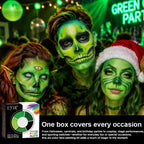 EYIR Green Black White Face Body Paint Palette 6 Colors Water Activated SFX Makeup Kit With 6 Brushes Halloween Cosplay Festival