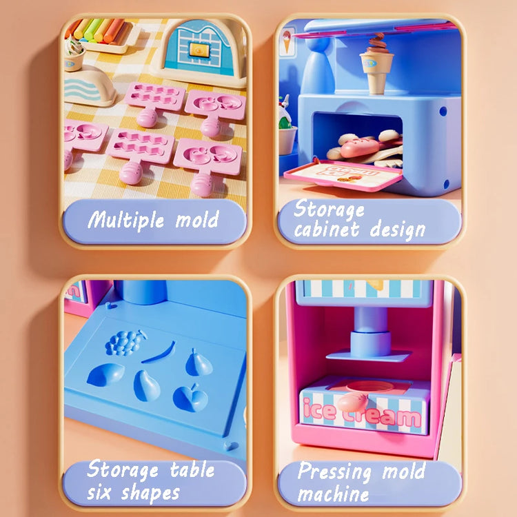 Kids Plasticine Food Make Machine Creative Toy DIY Slime Making Kit Simulation Hamburg Ice Cream Mold Kitchen Toy for Girls Gift
