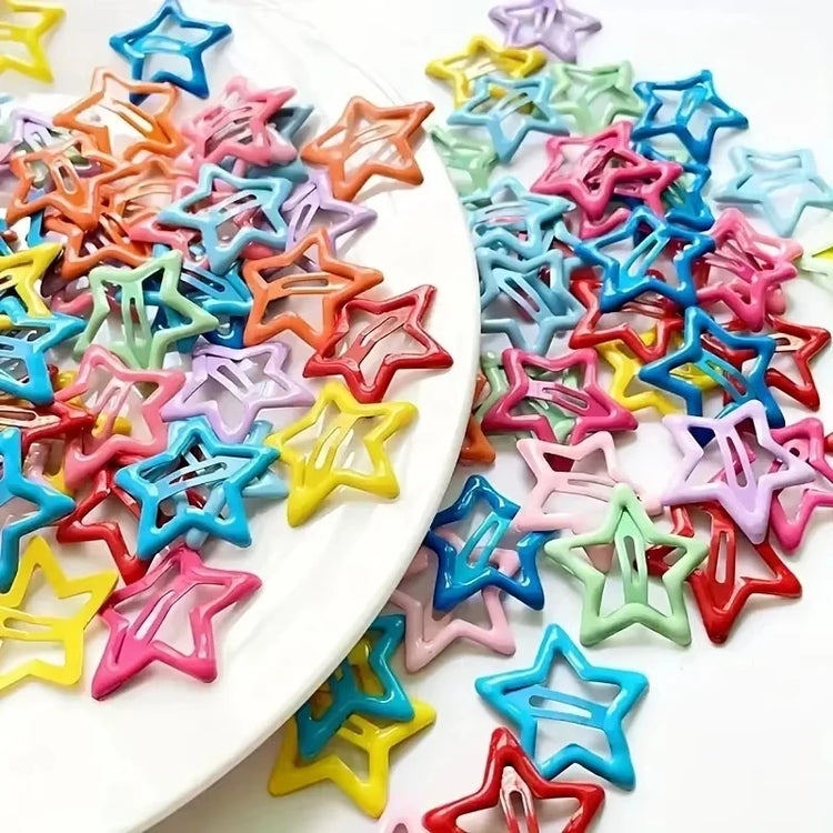 10/30/50pcs Colorful Star BB Hair Clips Girls Y2K Cute Star Barrettes Women Simple Metal Snap Clip Headdress Hair Jewelry Access