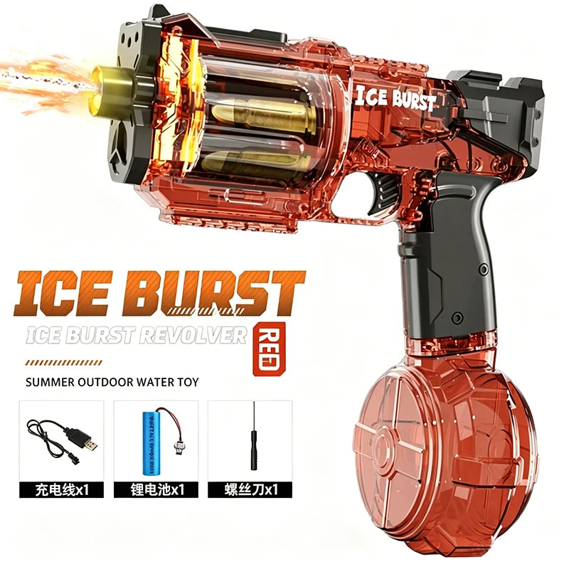 Space Electric Water Gun Energy Ring Burst transparent LED Lights Large Capacity Full Auto Continuous Fire Squirt Gun Toy