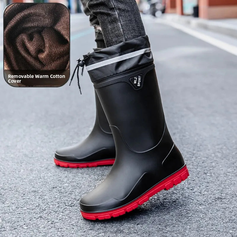 German Style Waterproof Rain Boots Men's Anti-Slip High Tube Long Camping Fishing Snake Bite Proof Thickened Rubber Shoes