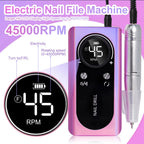 45000RPM Rechargeable Nail Drill Machine with LCD Low Noise Professional Nail Polish Sander Nails Accessories Set