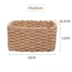1/3pcs Handmade Straw Woven Soft Round Paper Rope Storage Basket for Organizing Decorative Storage Bins Office Storage Box