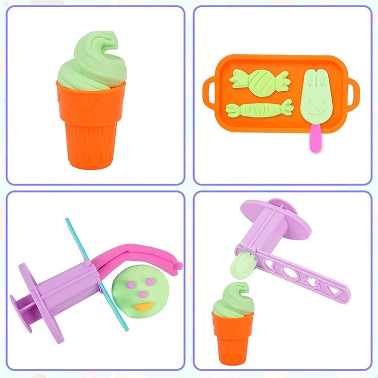 Playdough Ice Cream Mold for Kids Simulation Cookies Popsicle Party Play Plastics Clay Dough Tools Accessories Children DIY Toys