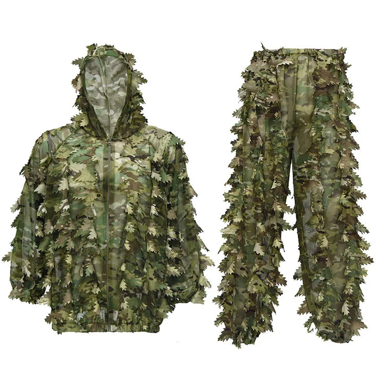 3D Leaves Camouflage Ghillie Suit Lightweight Camouflage Ghillie Woodland Camoflage Sniper Airsoft Shooting Hunting Equipment