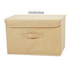 Washable Cotton Linen Fabric Folding CD Storage Box Foldable Bins Toys Organizer With Lid Storage Basket Laundry Basket