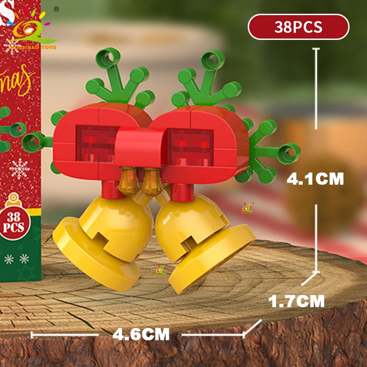 HUIQIBAO Christmas Mini Building Blocks Set DIY Santa Claus Xmas Tree Snowman House Ornament Kid Educational Assembly Toy