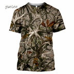 Novelty Men's T-Shirt 3D Woods Hunting Camouflage Print Short-Sleeved T-Shirt Outdoor Sports Tops Summer Men's Casual T-Shirt