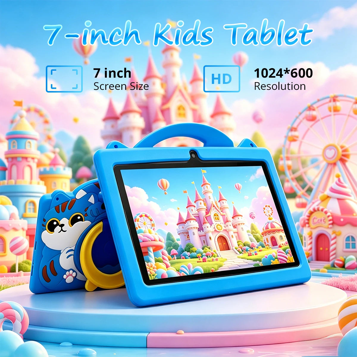 2026 Upgraded Version Android 15 Tablet for Kids 7 inch 4GB+64GB Octa-Core with Case and Stylus Pen for Children