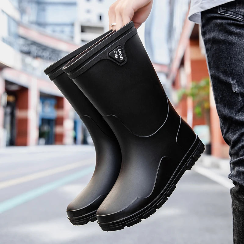 German Style Waterproof Rain Boots Men's Anti-Slip High Tube Long Camping Fishing Snake Bite Proof Thickened Rubber Shoes