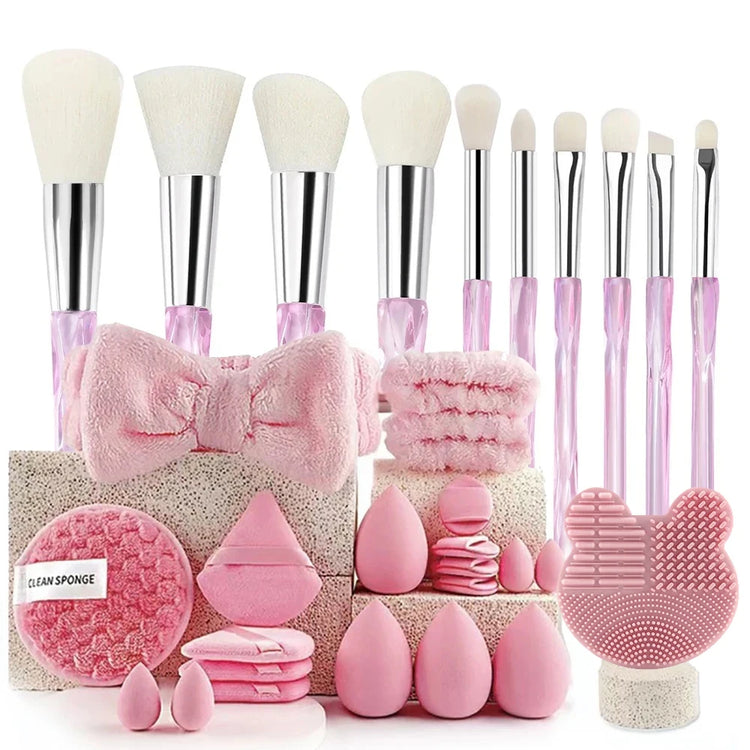 33pcs beauty set makeup kit  large and small beauty sponges for flawless makeup application and removal of makeup full set