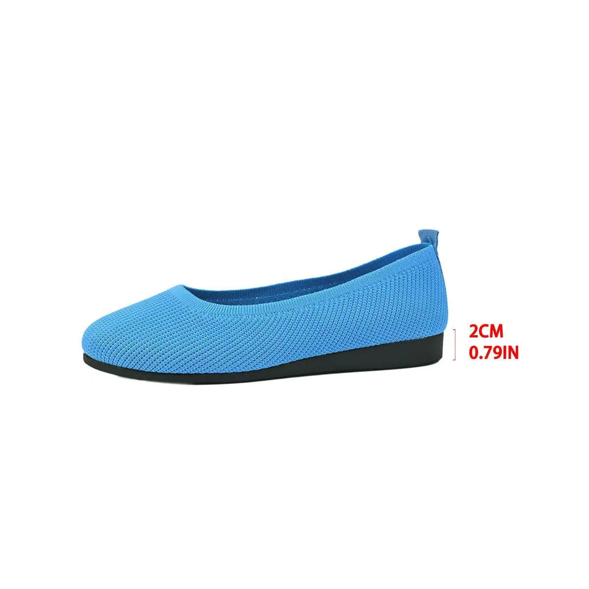 Women Round Toe Knitted Ballet Flats Breathable Slip on Flat Soft Sole Lightweight Casual Daily Walking Loafers Zapatos Mujer