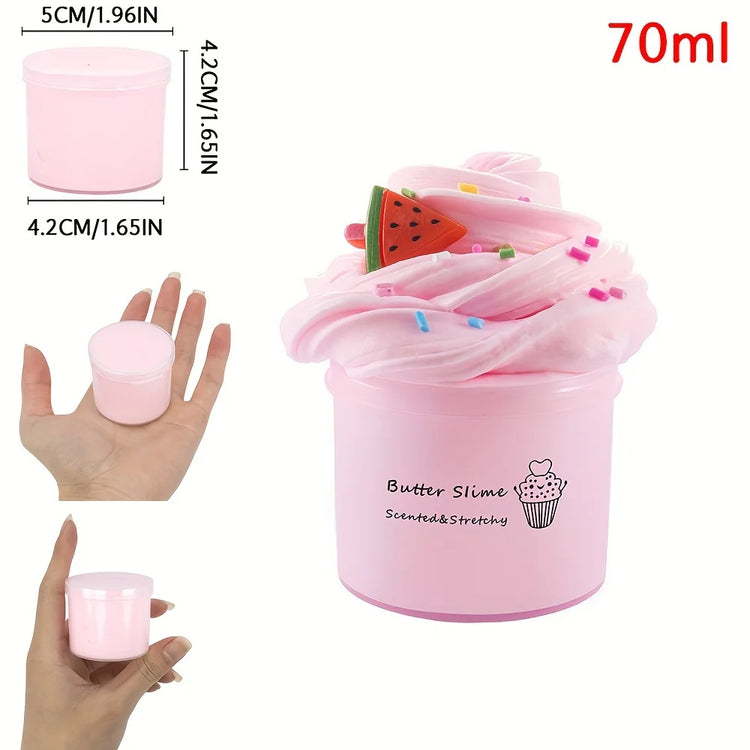 70ML Fluffy Butter Slime Kit With Scented DIY Slime Pineapple Fruit Charms Slime Super Soft And Non-Sticky Birthday Gift Toys