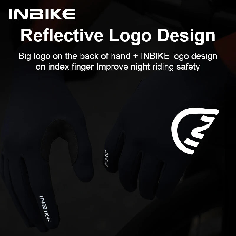 INBIKE 2024 Cycling Gloves Gel Padded for Men Autumn Winter Fleece Road Bike Gloves MTB Full Finger Touchscreen Bike Accessories