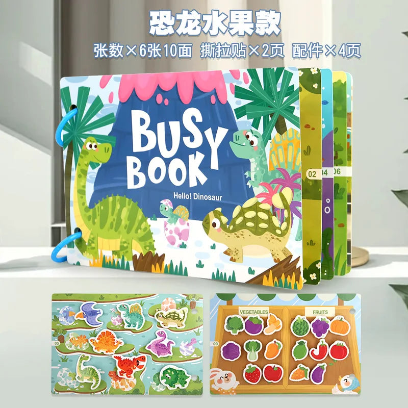 Busy Book Sticker Quiet Book for Kids Montessori Early Educational Toy Toddlers Matching Puzzles Game Baby Learning Toys Gifts
